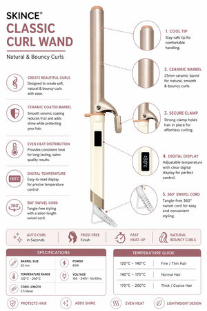 Woman creating curls with the SKINCE curling iron at home