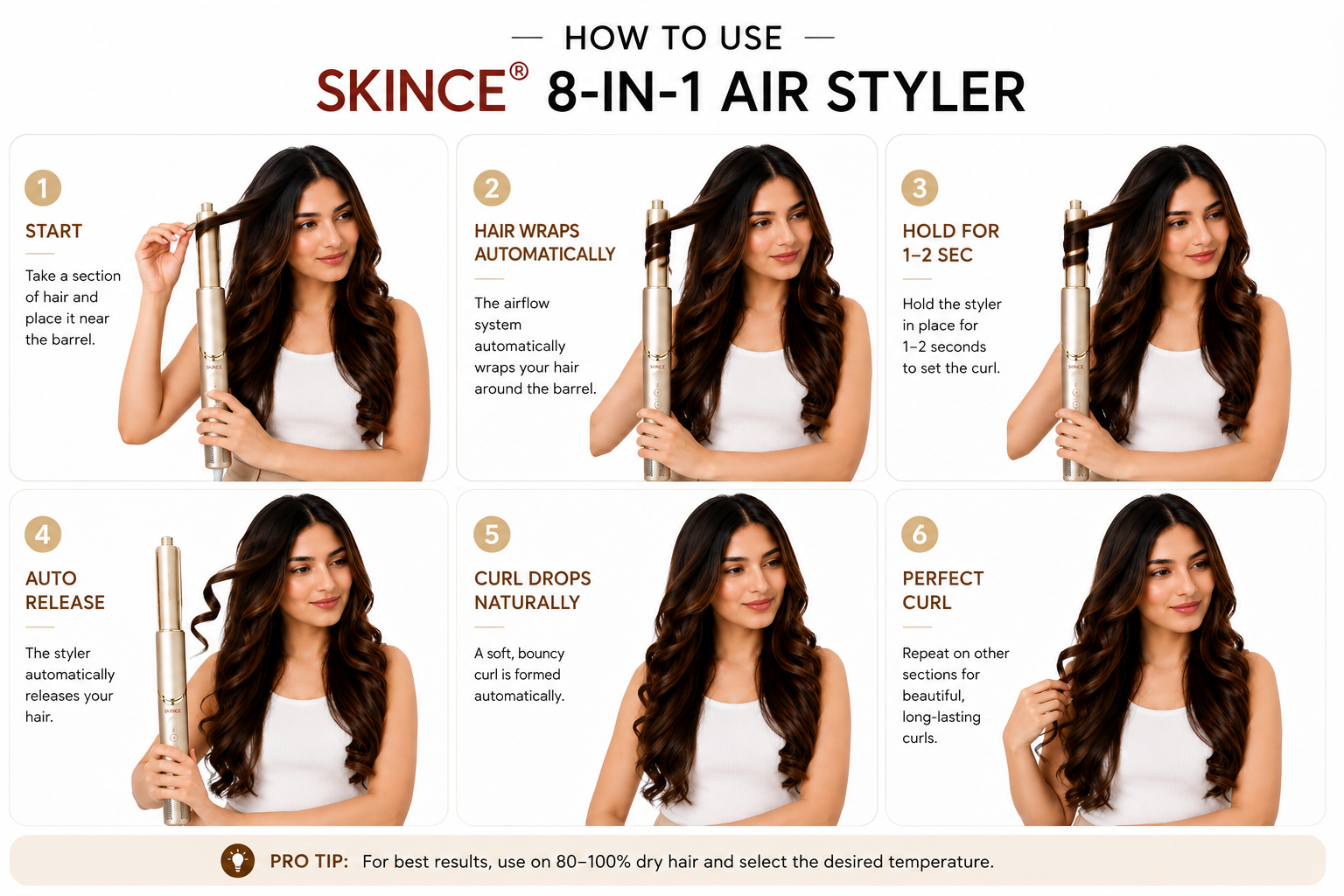 SKINCE 8-in-1 Air Styler Easy Control Buttons